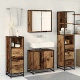 Bathroom Furniture Set with Door 4 pcs Old Wood Engineered Wood 3402375