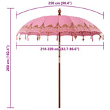 Balinese Parasol Pink 215 x 215 x 260 cm Cotton and Wood 42006463