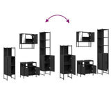 4 Piece Bathroom Furniture Set Black Engineered Wood 3214705
