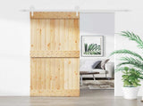 Sliding Door Natural and White 90 x 210 cm Solid Pine Wood 3445179