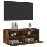 TV Wall Cabinet Smoked Oak 80x30x30 cm Engineered Wood 836876