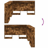 Storage Headboard with Shelf Smoked Oak 207.5 x 137.5 x 76.5 cm 3335537
