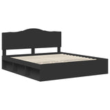 Bed Frame with Headboard Black 200 x 200 cm Solid Pine Wood 3413264