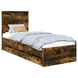 Bed Frame with Drawer Smoked Oak 75 x 190 cm Engineer Wood 3411170