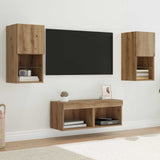 TV Wall Cabinets Wall-mounted 4 pcs Artisan Oak Engineered Wood 3402915