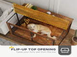 46.46'' Dog Crate Furniture with Openable Top, Two Lockable Doors, for Extra Large Dogs, Rustic T3398P425265