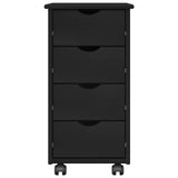 Rolling Cabinet Black 34 x 39 x 65.5 cm Solid Pine Wood 42028347