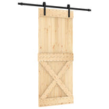 Sliding Door Natural and Black 85 x 210 cm Solid Pine Wood 3444906