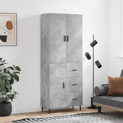 Highboard Concrete Grey 69.5x34x180 cm Engineered Wood 3195919