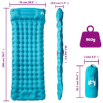 ZNTS Self Inflating Camping Mattress with Pillow 1-Person Blue 4007096