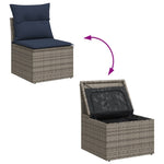 Garden Sofa with Cushion 3 pcs Grey 55 x 62 x 69 cm Poly rattan 366162