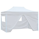 Professional Folding Party Tent with 4 Sidewalls 280x410x315 cm Steel White 48900