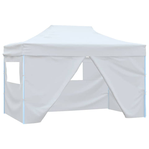 Professional Folding Party Tent with 4 Sidewalls 280x410x315 cm Steel White 48900