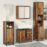 Bathroom Furniture Set with Door 3 pcs Old Wood Engineered Wood 3402533