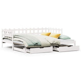 Daybed with Trundle and Drawers without Mattress White 90x200 cm 3302252