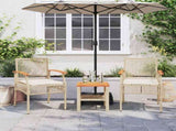 3 Piece Bistro Set with Cushions Beige Poly Rattan Acacia Wood 366261