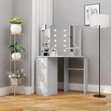 Corner Dressing Table with LED Concrete Grey 111x54x141.5 cm 326535