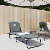 Folding Sun Lounger Grey Oxford Fabric&Powder-coated Steel 360178