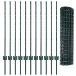 Fence with Posts Green 1 x 25 m Steel 3336012