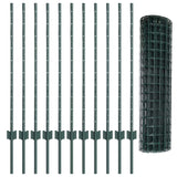 Fence with Posts Green 1 x 25 m Steel 3336012