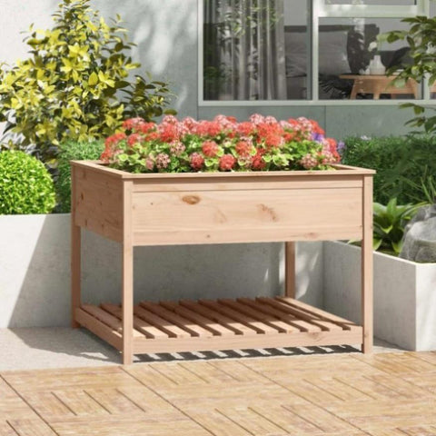 ZNTS Planter with Shelf 111.5x111.5x81 cm Solid Wood Pine 823801