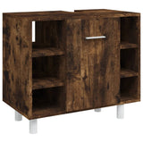 4 Piece Bathroom Cabinet Set Smoked Oak Engineered Wood 3187612