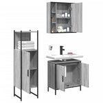 ZNTS 3 Piece Bathroom Cabinet Set Grey Sonoma Engineered Wood 3214763