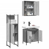 ZNTS 3 Piece Bathroom Cabinet Set Grey Sonoma Engineered Wood 3214763