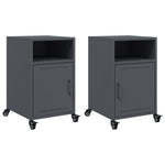 ZNTS Bedside Cabinets 2 pcs Anthracite 36x39x59 cm Steel 846721