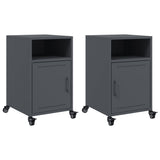 ZNTS Bedside Cabinets 2 pcs Anthracite 36x39x59 cm Steel 846721