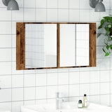 LED Mirror Cabinet Old Wood 90x12x45 cm Engineered Wood 856284