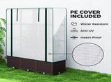 Raised Garden Bed with Trellis, Plastic Planter Box with PE Cover, Drainage Holes, Drain Plugs and T3398P317592