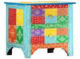 Hand Painted bedside Cabinet 40x30x50 cm Solid Mango Wood 286157