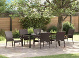 Garden Dining Set 7 pcs Brown Powder-Coated Steel 3379398