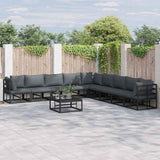 Garden Sofa Set with Cushion 9 pcs Black Aluminium 3378876