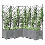 Garden Planter with Trellis Light Grey 120x120x136 cm PP 153278