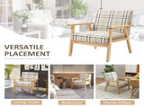 Modern One Seater Sofa for Living Room, Linen Fabric Small Couch with Rubber Wood Frame, Armrests, T3398P341261