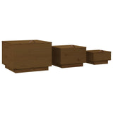 Storage Boxes with Lids 3 pcs Honey Brown Solid Wood Pine 818248