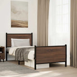 Metal Bed Frame without Mattress Brown Oak 80x200 cm 4007774