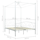 Bed Frame White Metal Double Decorative Inlays Bed Frame 284471