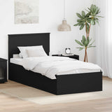 Bed Frame with Headboard Black 100 x 200 cm Engineered Wood 3408698