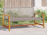 Garden Bench Grey 112 cm Poly Rattan and Acacia Wood 367599