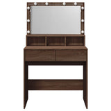 Dressing Table with LED Brown Oak 80x41x134.5 cm 848191