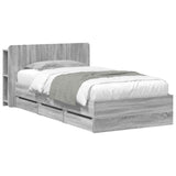 Bed Frame with Storage Grey Sonoma 90 x 200 cm Engineered Wood 3433933