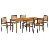 Garden Dining Set 7 pcs Black Solid Acacia Wood 3365523