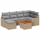 Garden Sofa Set 7 pcs Beige and Light Grey Poly Rattan 3356145