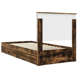 Storage Bed with Drawer Smoked Oak 90 x 200 cm Engineered Wood 3409598