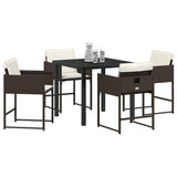 Garden Dining Set with Cushion 5 pcs Brown Poly Rattan 3380016