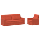 Sofa Set 2 pcs Red Orange Corduroy Fabric 3433259