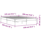 Bed Frame without Mattress Smoked Oak 135x190 cm Double 845043